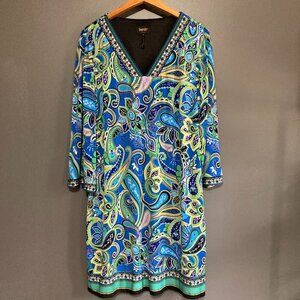 LAUNDRY by Shelli Segal Women Size XL Multi Geometric Print Sheath Dress Lined